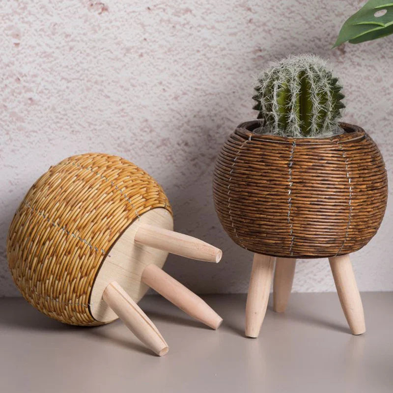 Rattan Wooden Plant Basket
