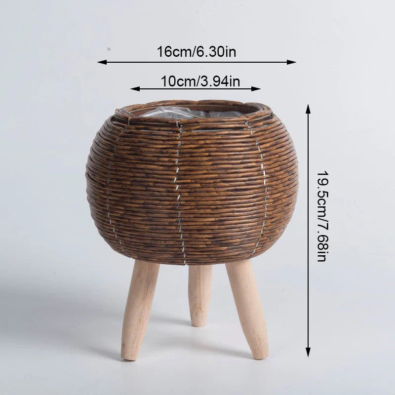 Rattan Wooden Plant Basket