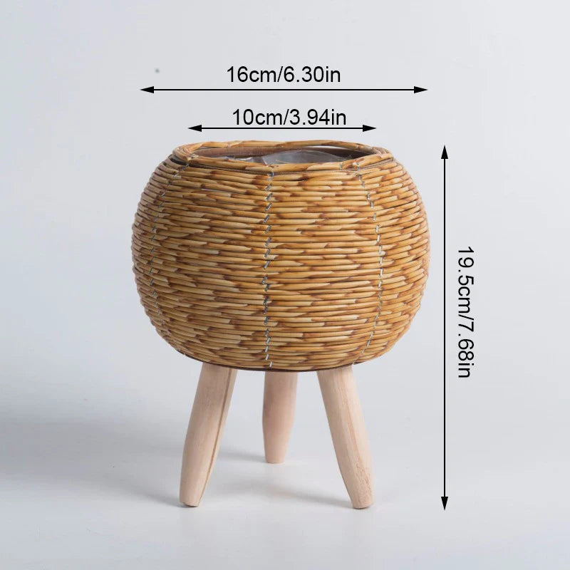 Rattan Wooden Plant Basket