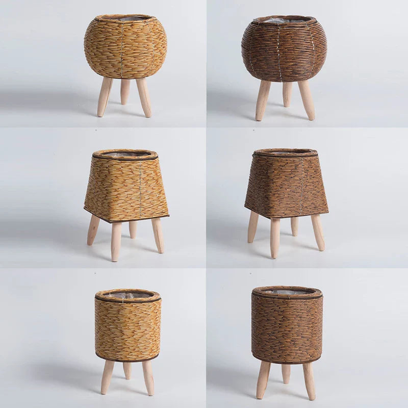 Rattan Wooden Plant Basket