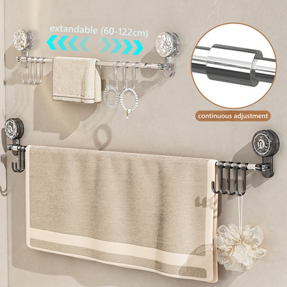Telescopic Bathroom Rod with Hooks without screws