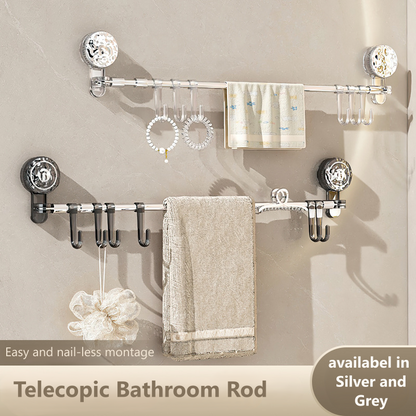 Telescopic Bathroom Rod with Hooks without screws