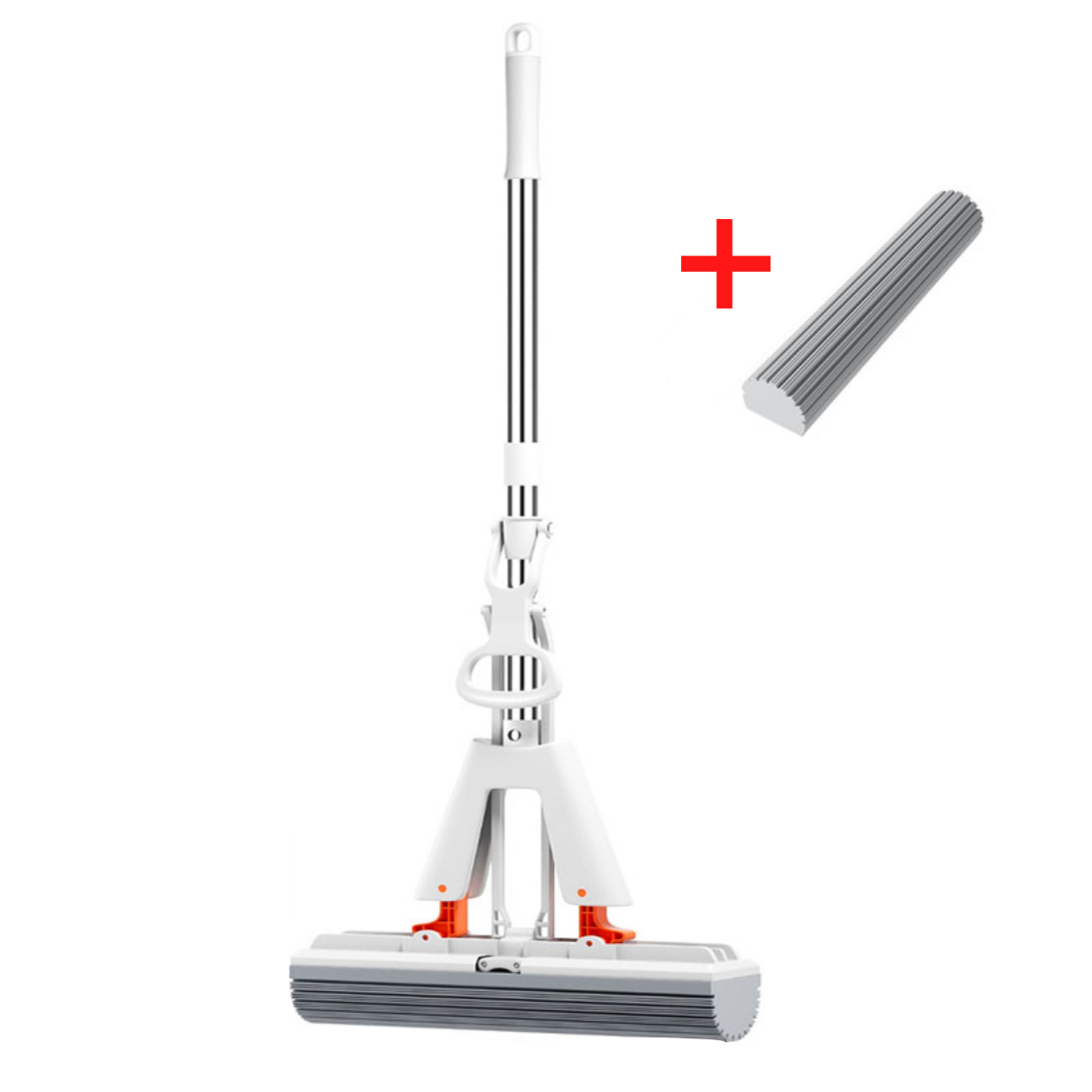 Mop with a replaceable head on a white background