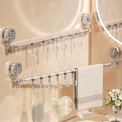 Telescopic Bathroom Rod with Hooks without screws