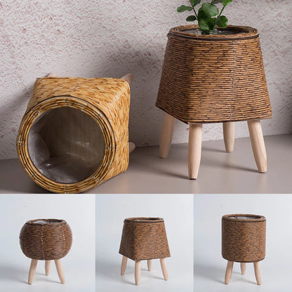 Rattan Wooden Plant Basket