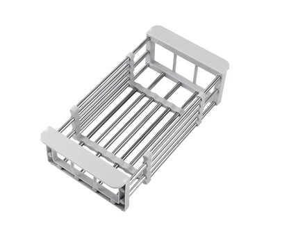 Metallic kitchen rack on a white background